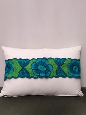 Teal & Lime Embroidered Floral Belt